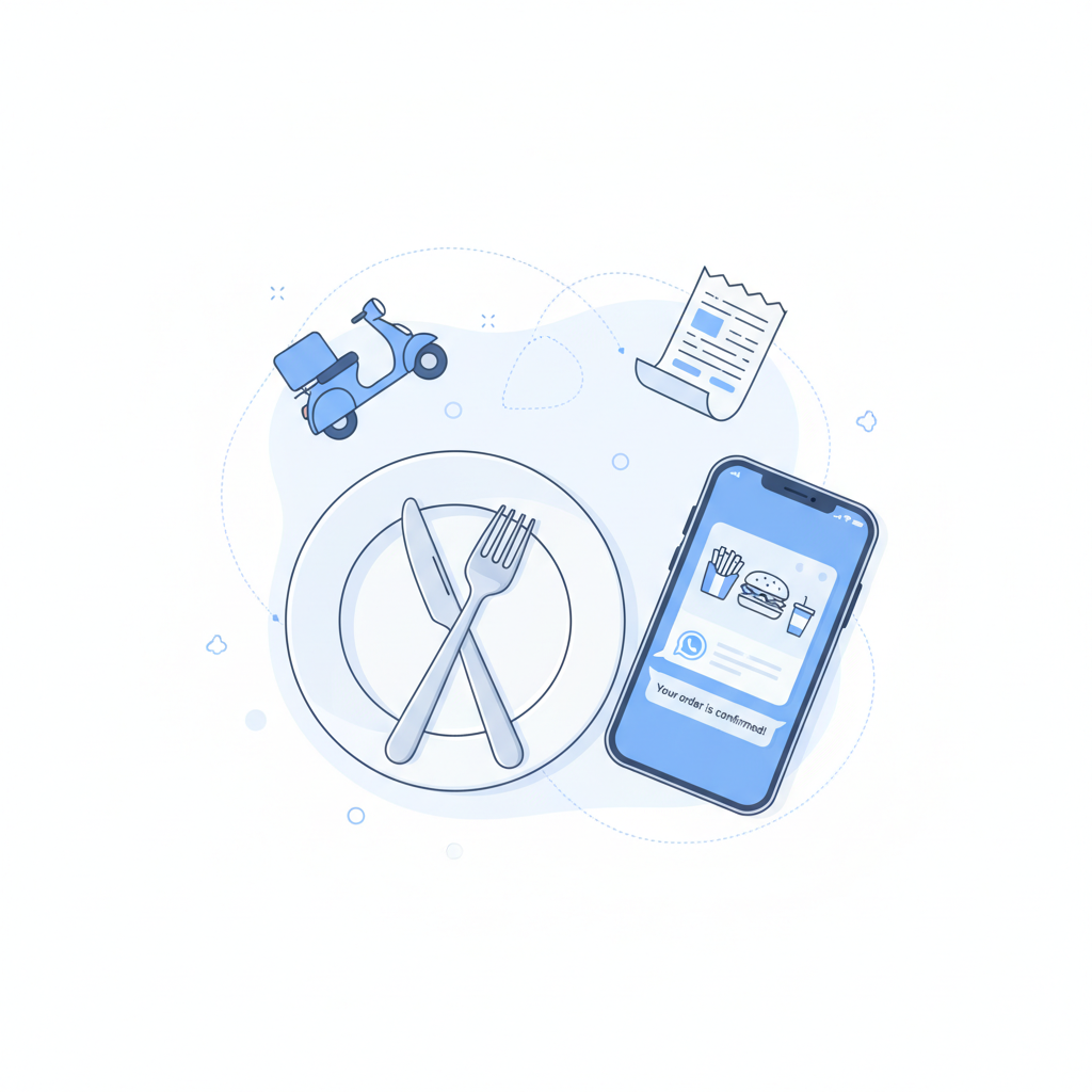 Restaurante recibiendo pedidos por WhatsApp Business con confirmación automática y seguimiento de entrega